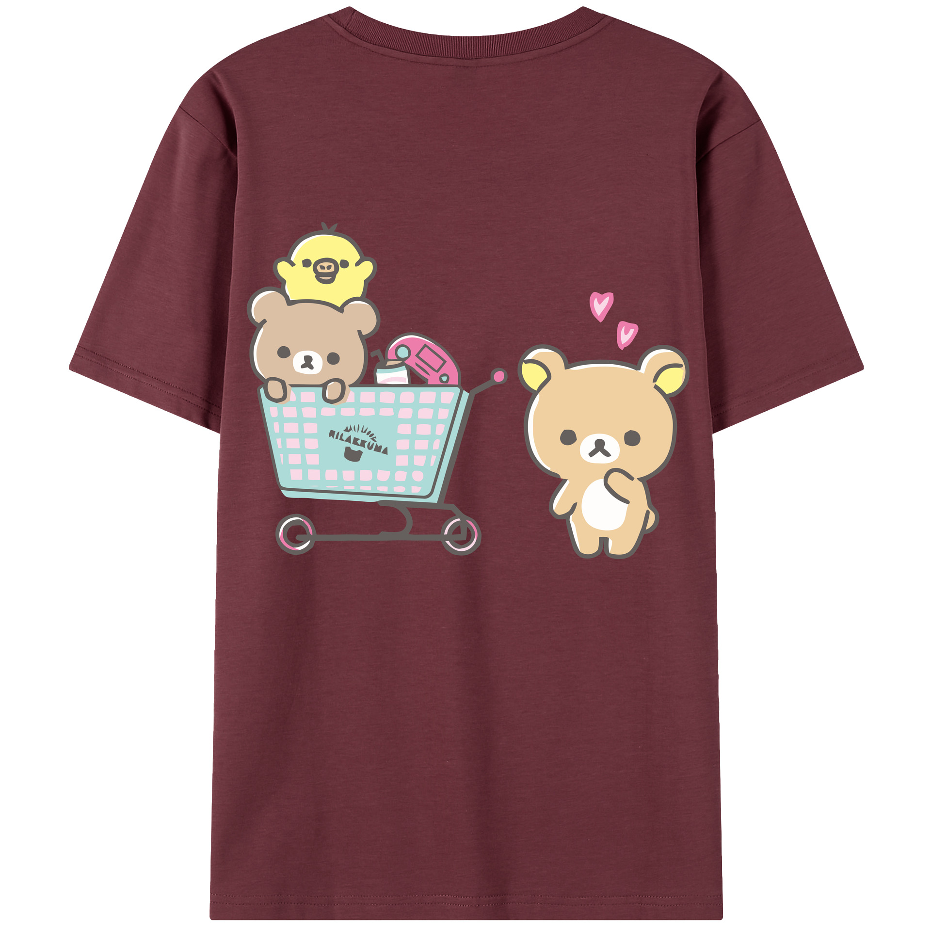 （画像用） リラックマ リラックマ キイロイトリ Rilakkuma Korilakkuma Kiiroitori 綿100％半袖Tシャツ（背面プリント）
